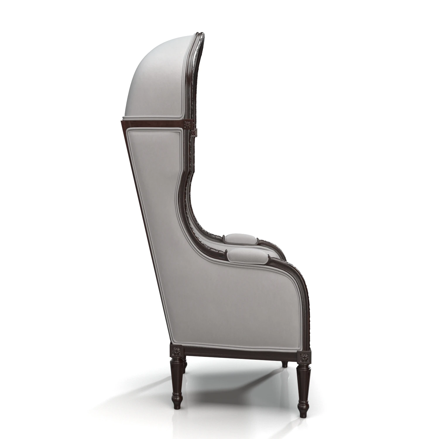 19th Century French Louis XVI Style Walnut Hooded Bergere 3D Model_03